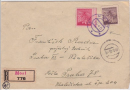 TCHECOSLOVAQUIE - 1945 - ENVELOPPE RECOMMANDEE Avec CACHET PROVISOIRE De MOST - Brieven En Documenten