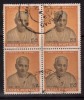 India Used Block Of 4, 1961 Motilal Nehru - Blocchi & Foglietti