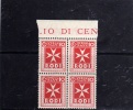 EGEO 1934 SEGNATASSE 10 C MNH QUARTINA - Egeo