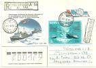 Registered Cover Leninabad , Tadjikistan To Uzbekistan ( Map Antartic  And Ship Stamps)1986 - Briefe U. Dokumente