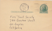 Postal Card - Thomas Jefferson - UX27 -  Free Tract Society -  East Orange, N.J.   1935 - 1921-40