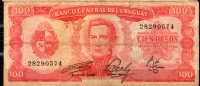 29 URUGUAY -1967 Billetes Emitidos  Por El Bco Central Por  100.00 PesosSerie  A  (Ver Foto) - Uruguay
