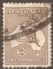 AUSTRALIA - Used 1916 2/-  Brown Kangaroo. Watermark 10 (3rd).  Scott 52 - Used Stamps