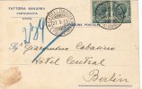 CASTELDACCIA   /  BERLINO -  27.03.1915  - Cartolina  Pubbl. " Fattoria Navurra"  Leoni Cent. 5 X 2 - Pubblicitari