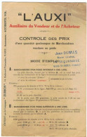 Document   Offert  Par La Compagnie  Zurich      "(L'AUXI )    Contrôle Des Prix - Verkehr & Transport