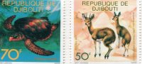 Republique De Djibouti 1977.2v.MNH**.Chelonia Mydas.Tortue.Turtle.Schildpad.Tortuga.Klipspringer.Antilope.Oréotrague.New - Tortues