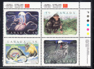 Canada Scott #1292d MNH 39c Legendary Creatures Upper Right Inscription Block - Plattennummern & Inschriften