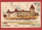 K647 Litho Château De Morges.Peter,Kohler.Cachet 1920.Sauberlin Pfeiffer - Morges