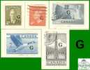 Canada Complete Set Of Overprinted 'G' # O28 To # O32 - Scott - Unitrade - Definitives - Dated: 1951 - 1953 - Gebruikt