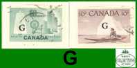 Canada Set Of Overprinted 'G' # O38 To # O39 - Scott - Unitrade - Definitives - Dated: 1953 -1955 - Used Stamps