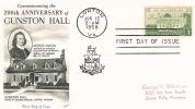 FDC  U.S.A  1958  Commemorating 200th Anniversary Of Gunston Hall - 1951-1960