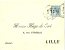 REF LCH5 -ENVELOPPE TYPE SAGE 15c  SURCH. "TAXE REDUITE 10c" DATE 912 REPIQUAGE " HUGO DE CORT" VOYAGEE - Buste Postali E Su Commissione Privata TSC (ante 1995)