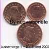 LUSSEMBURGO LUXEMBOURG 2002 1 - 2 - 5 CENT FDC TRE MONETE DA ROTOLINO - Luxembourg