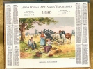 Calendrier 1938, Almanach Des PTT,postes,Repos Des Moissonneur, 26,5 X 21 Cm. - Big : 1921-40