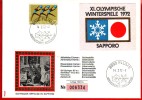 Superbe Lettre Numérotée Avec Le Bloc " XI. Olympische Winterspiele 1972" Flums, Suisse 14.2.72 - Winter 1972: Sapporo