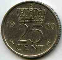 Pays-Bas Netherland 25 Cents 1950 KM 183 - 1948-1980 : Juliana