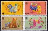 Jahr Des Hundes 1994 Hongkong 709/2 4-Block ** 25€ Chinesisches Neujahr Stickerei Hund New Year Dog Sheet Of HONG KONG - Unused Stamps