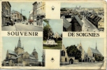 BELGIQUE . SOIGNIES . . MULTIVUE . SOUVENIRS DE SOIGNIES  ( Plis Sur Coin ) - Soignies