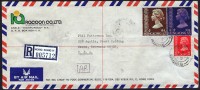 1978  Registered  A.R.  Air Mail Letter To USA  $5 No Watermark, $2 No Watermark , $0.50 - Lettres & Documents