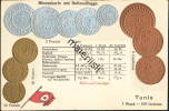 Münzenkarte - Nationalflagge - Tunis - Monedas (representaciones)