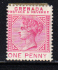 Grenada Scott #21 MH 1p Victoria Inverted Watermark Hinge Remnant - Granada (...-1974)