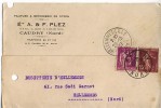 Carte Courrier  Ets A. & F. Plez CAUDRY  Adressée à La Busetterie D'Hellemmes - Caudry