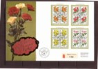 Switzerland, Pro Juventute1977,Roses,,4-er Blocks,  Special Edition, FDC, - Brieven En Documenten