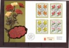 Switzerland, Pro Juventute1977,Roses,,4-er Blocks,  Special Edition, FDC, - Briefe U. Dokumente