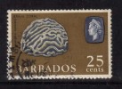 Barbados Used 1965, 25c Brain Coral, Marine Life, - Barbades (...-1966)