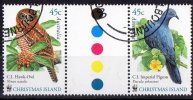 Christmas Island 2002 Birds 45c Hawk-Owl & Imperial Pigeon Gutter Pair CTO  SG 507,508 - Christmas Island