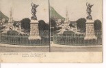 CP, Les Pyrénées, Lourdes, La Basilique Et La Statue De Saint Michel, Vierge - Cartes Stéréoscopiques