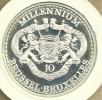 BELGIUM 10 FRANCS SHIELD 1000 YEARS BRUSSEL FRONT MOTIF BACK 1979 AG SILVER PROOF KM?  READ DESCRIPTION  !! - 10 Francs