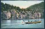 Bords Du Doubs Au Brenets, Barque, Animée, En Couleur, Drapeau Français, - Les Brenets