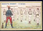 Chromo Bord Doré Biscuit Pernot Senorita 13/25 L´exercice Régiment Caserne Armée 1870 Militaria Soldat Militaire - Pernot