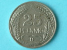 1911 D - 25 PFENNIG / KM 18 ( Uncleaned - For Grade, Please See Photo ) ! - 25 Pfennig