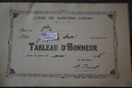 RECOMPENSE TABLEAU D'HONNEUR DU LYCEE DE GARCON D'ORAN ALGERIE EX COLONIE FRANCAISE MOIS DE  MAI 1938 >THEME ECOLE - Autres & Non Classés