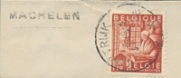 BELGIË/BELGIQUE :1948: ## MACHELEN ## Langstempel/Griffe Op/sur Fragment. - Griffes Linéaires