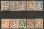 Switzerland 1862-81 Mi# 20-28 Used - White Paper With A Control Mark "Cross In Oval" (+ 5 C. Color Var) - Usati