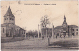 BAZANCOURT (Marne) - L'Eglise Et La Mairie - 1904 - Animation - Bazancourt