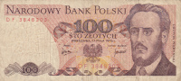 Billet  Banque POLOGNE,BANK POLSKI,POCZTA,100 STO ZLOTYCH,WARSZAWA, 17 Maja 1976,numéo DF 3848303 - Pologne