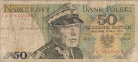 Billet  Banque POLOGNE,BANK POLSKI,50 PIECDZIESIAT ZLOTYCH,WARZAWA 9 MAYA 1975,numéro BR 6029652 - Pologne