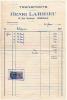 Facture Transports Henri Larrieu Rue Goubeau Bordeaux - CAD 28-02-1954 / Tp Fiscal 16 Francs - Viande Boucherie Boeuf... - Verkehr & Transport