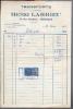 Facture Transports Henri Larrieu Rue Goubeau Bordeaux - CAD 28-02-1958 / Tp Fiscal 23 Francs - Viande Boucherie ... - Verkehr & Transport