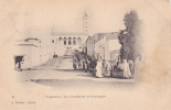 LAGHOUAT - LES BOUCHERIES ET LA MOSQUEE - MOSQEE, Original Vintage Postcard - LITHO - Laghouat