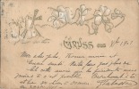 Précurseur Gruss Illustration Moulin Et Fleurs Relief 1901 - Antes 1900