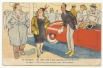 Jean Chaperon (illustrateur) : Couple Au Salon De L'automobile Devant Un Coupé Sport En 1950 (animée). - Chaperon, Jean