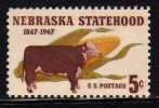 1966 USA Nebraska Statehood Stamp Sc#1328 Steer Ox Cattle Cow Corn - Cows