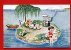 Jolie Carte Illustrée Enfant île Pêche Ligne Lecture Saule - Colombo, E.