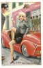 Louis Carrière (illustrateur) : Blonde Sortant D'une Voiture Triumph Pour Faire Sonn Tiercé En 1950 (animée) PF. - Carrière, Louis