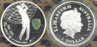 AUSTRALIA $1 GOLF SPORT 100 YEARS 2005 SILVER 1Oz COLOURED PROOF QEII BACK READ DESCRIPTION CAREFULLY!! - Mint Sets & Proof Sets